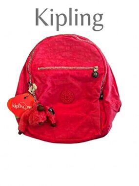 NWT Kipling Seoul Small Tablet Backpack Rose Pink Floral Keychain